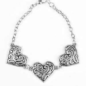 Silver western style heart bracelet Paparazzi
